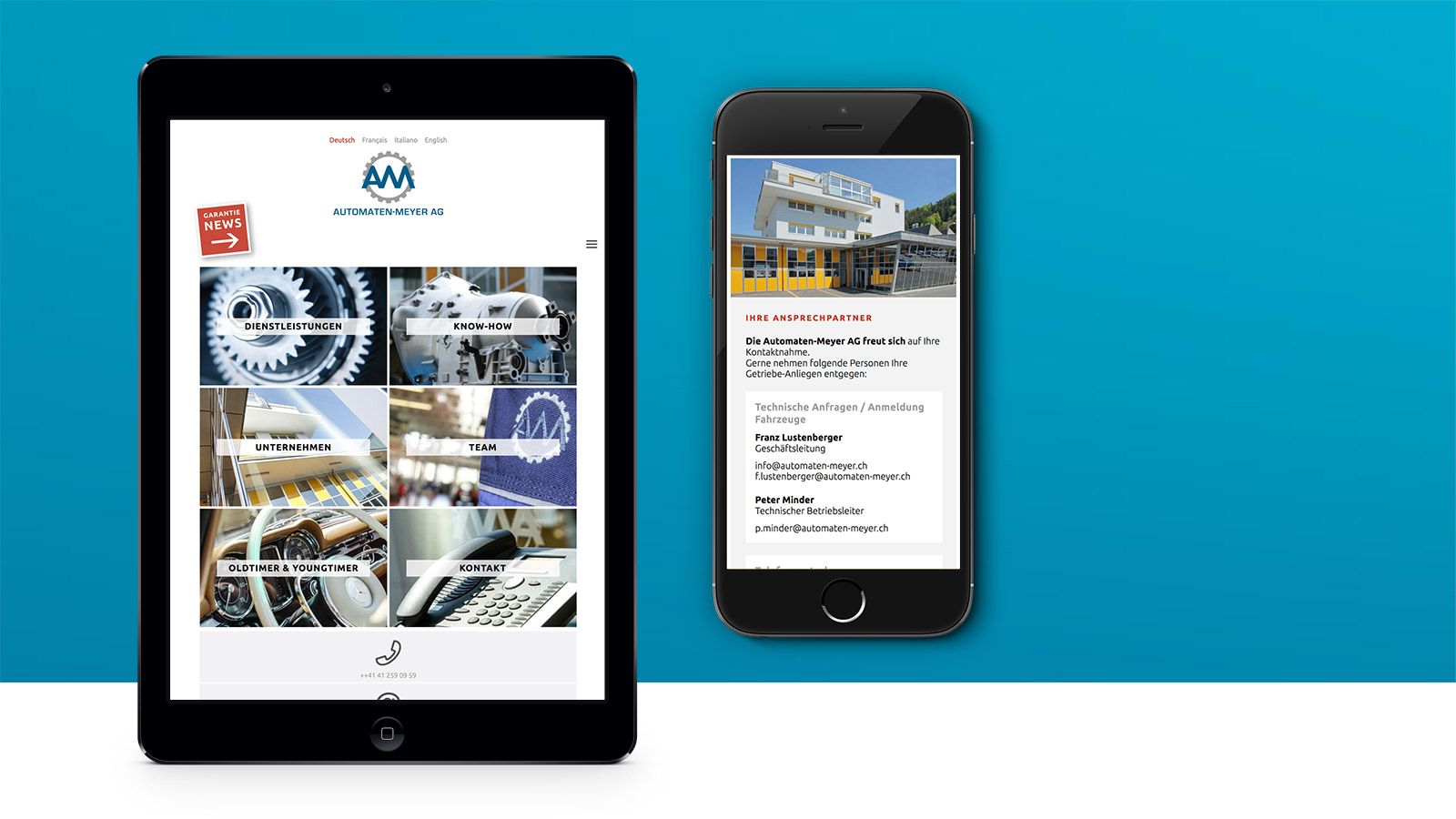 Vorschaubild der Webseite Automaten Meyer auf Tablet und Mobile