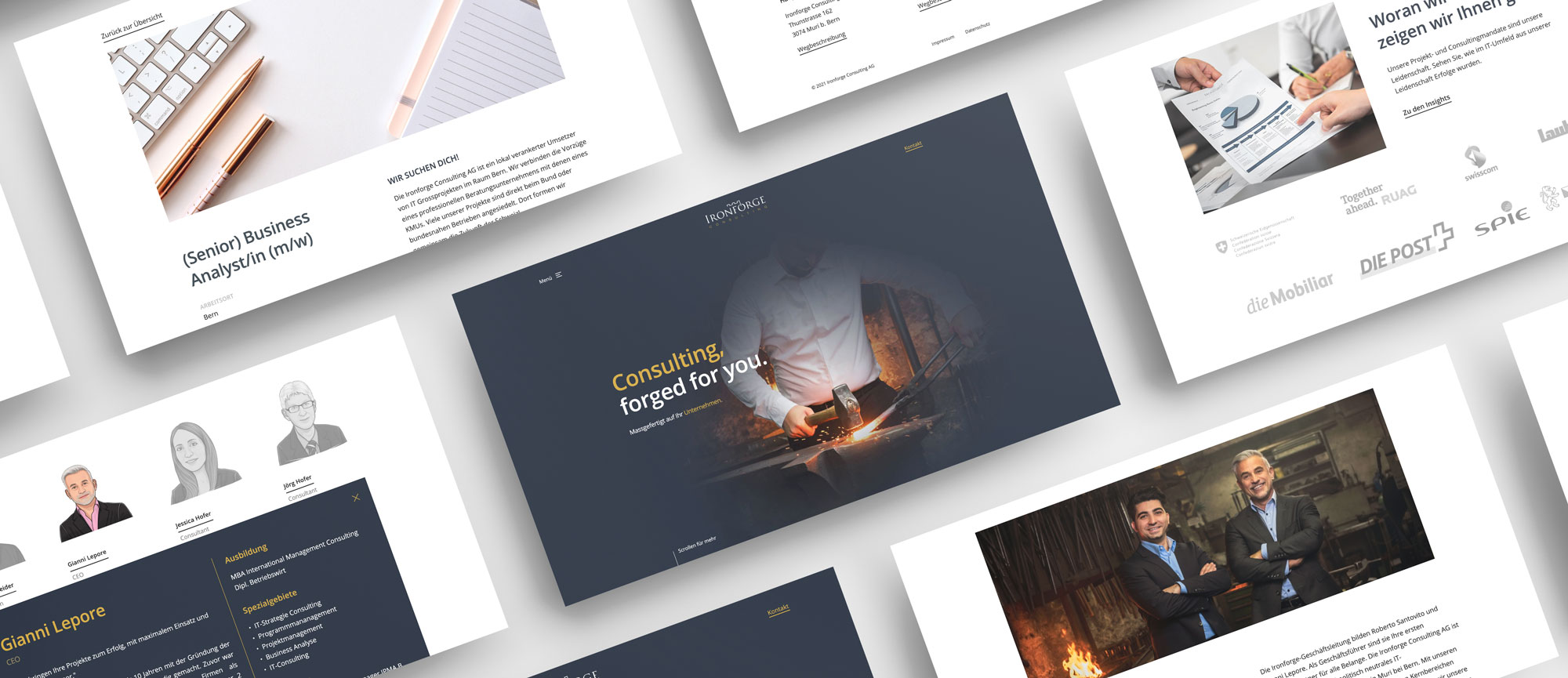 Screenshots von der neue Website der Firma Ironforge Consulting AG.