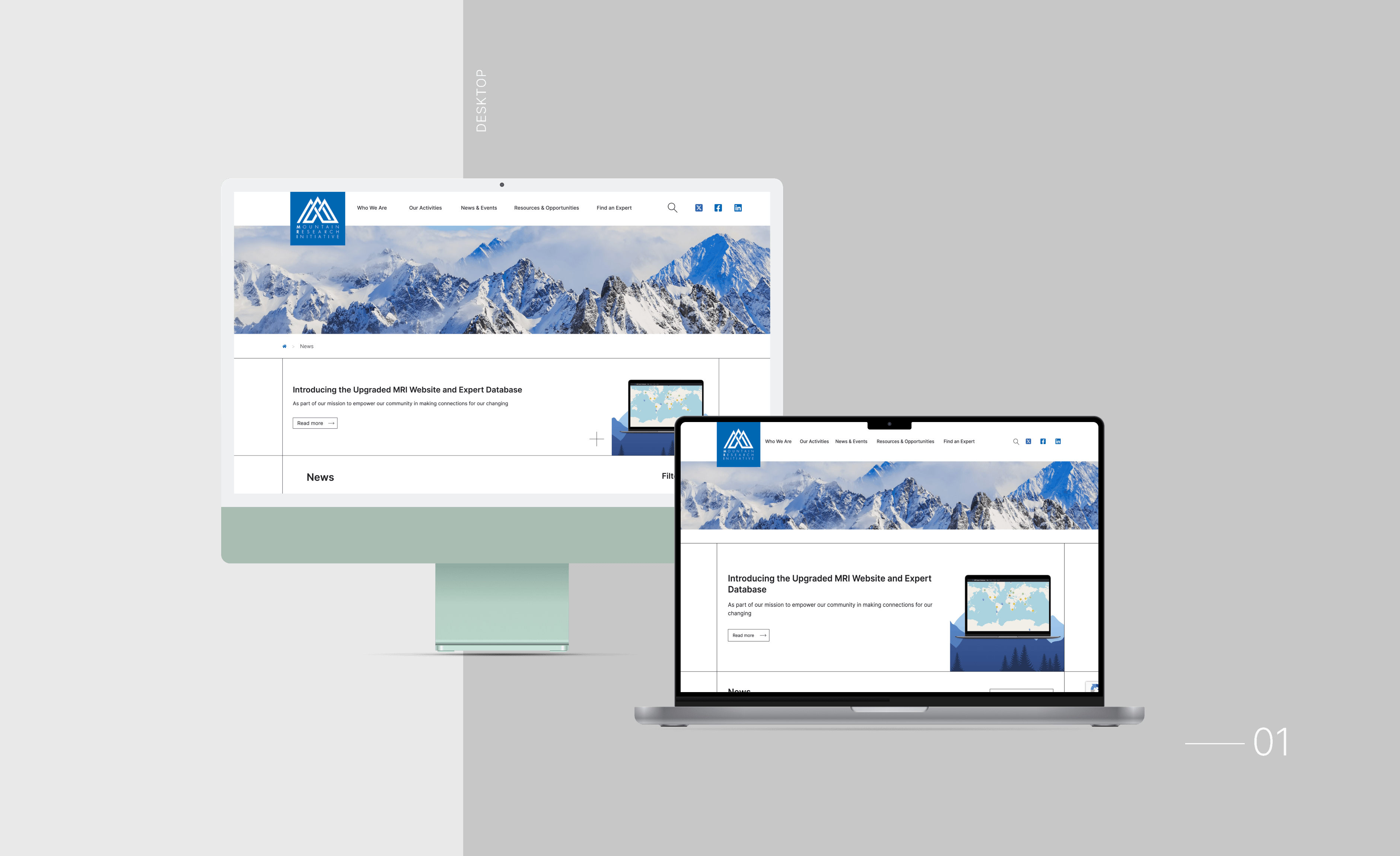 Desktop- und Laptop-Ansicht der neuen MRI Website