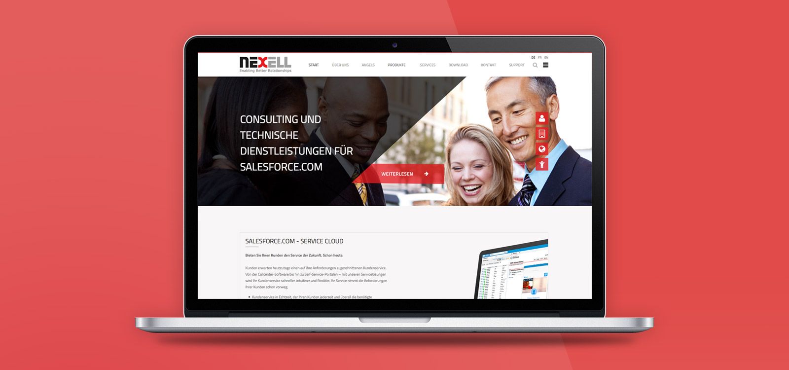 Vorschaubild der Webseite Nexell auf Notebook