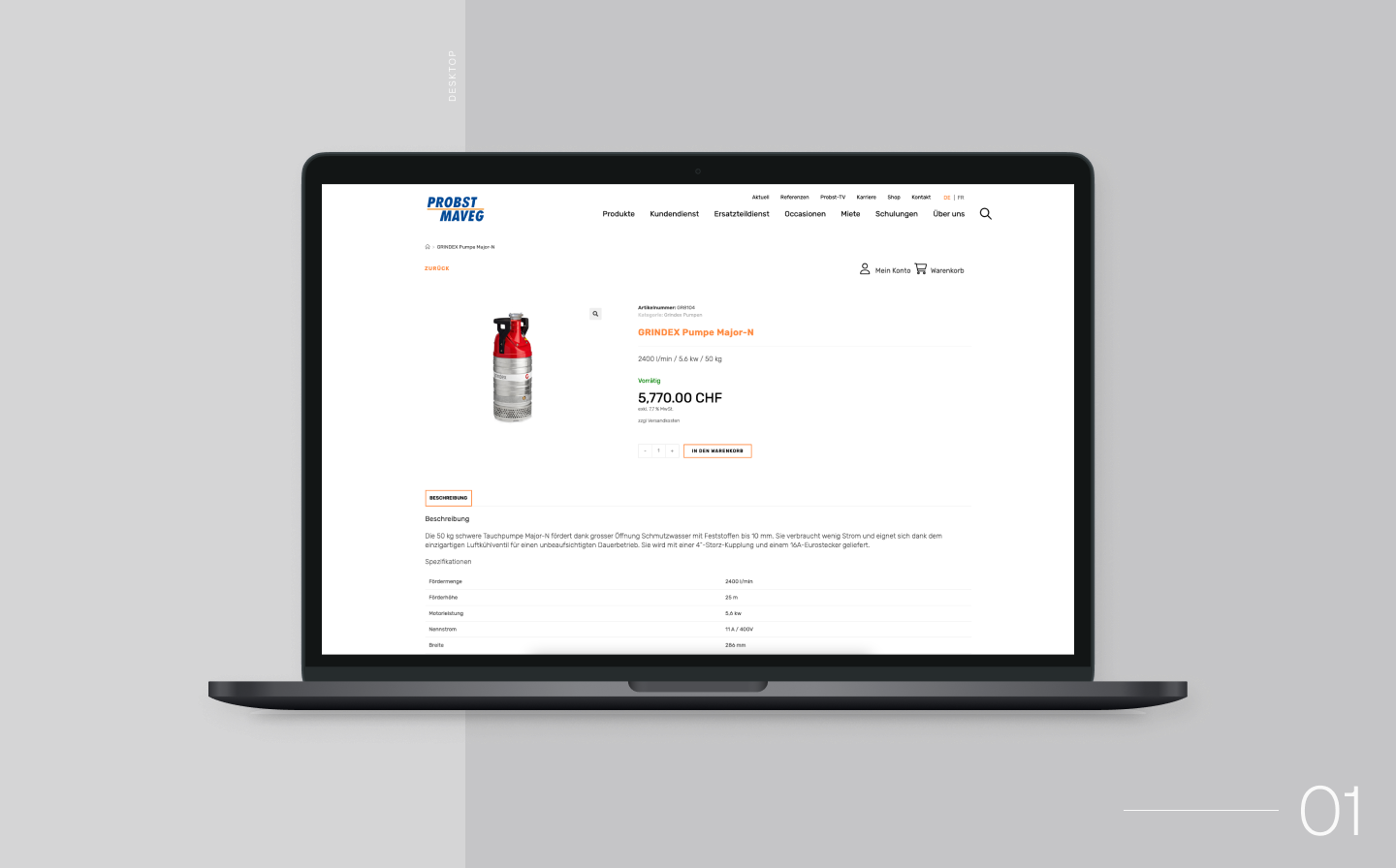 Vorschaubild einer Produkt-Einzelseite auf Notebook