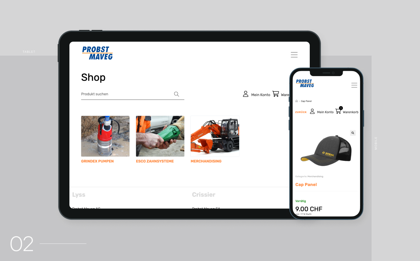 Vorschaubild einer Produkt-Einzelseite auf Tablet und Mobile