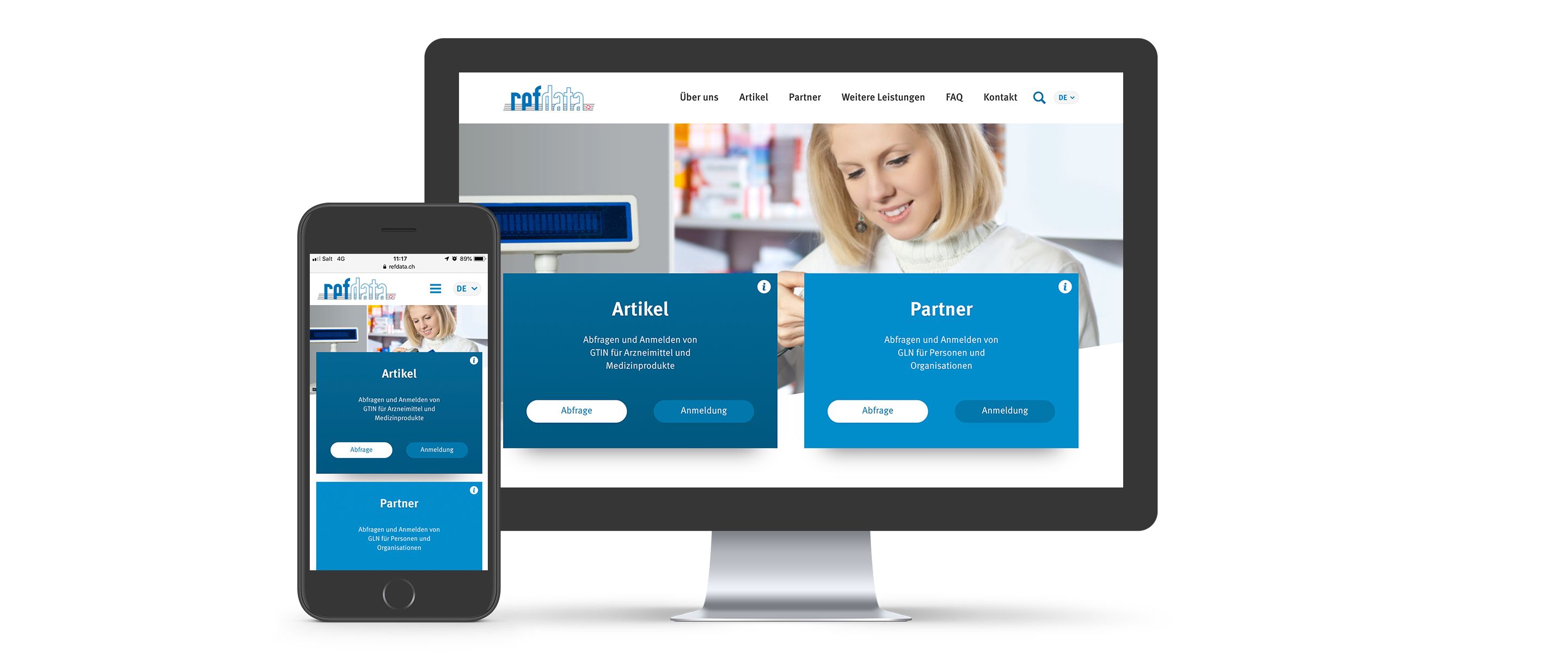 Screenshots vom Redesign der Website der Stiftung Refdata
