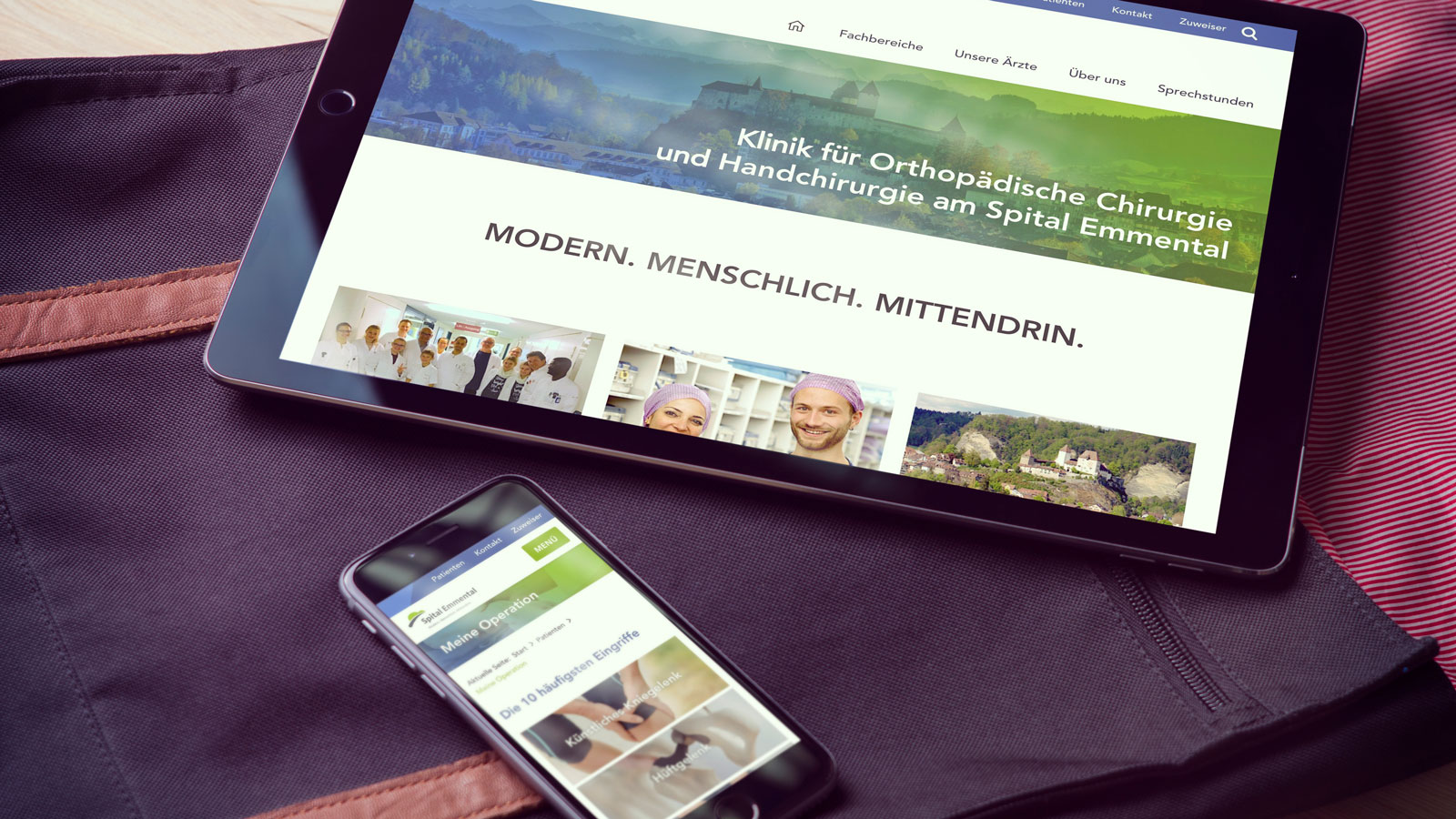 Vorschaubild der Webseite Regionalspital Emmental auf Tablet und Mobile